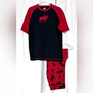 Lazy One Pajamas Unisex Size M Red & Black w/Moose Short Sleeve T-shirt Pants